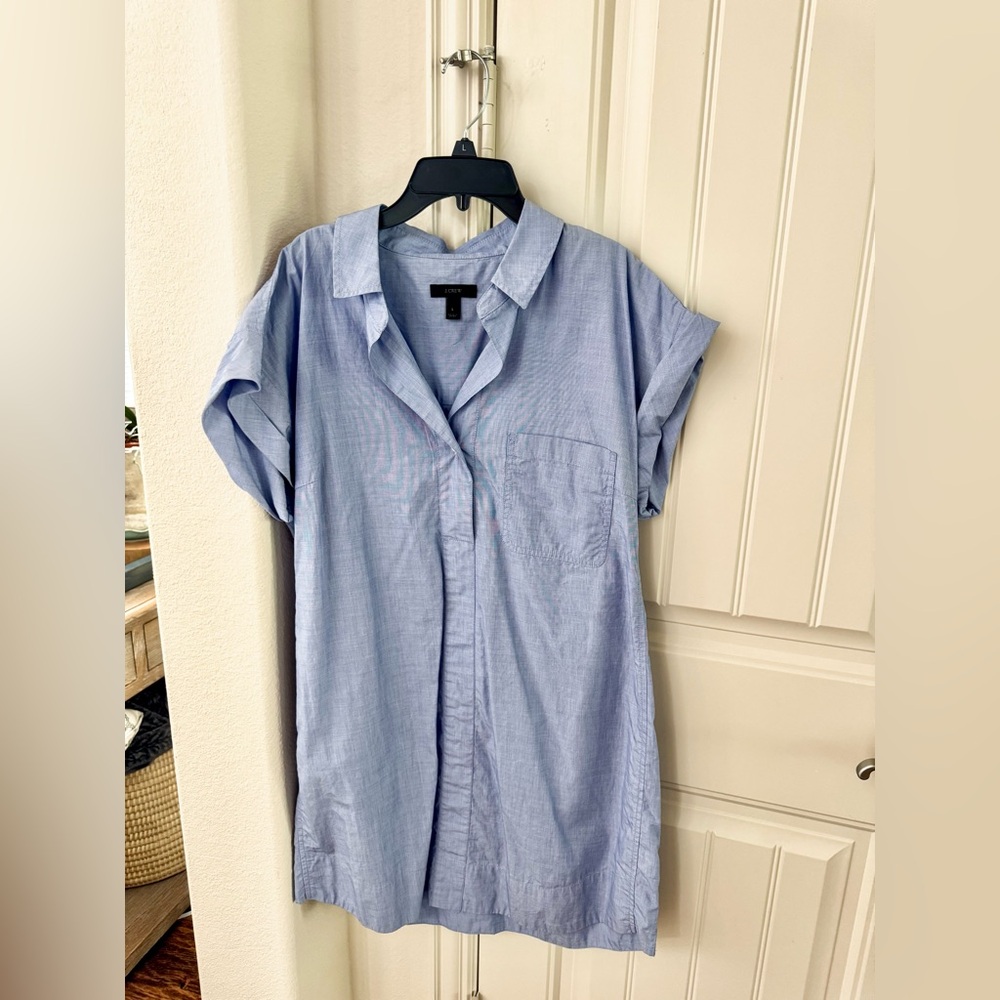 J. Crew Light Blue Short-Sleeve Shirt Dress